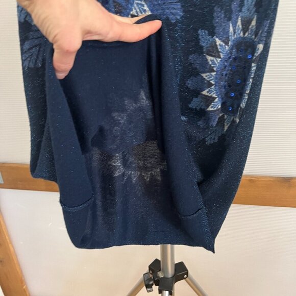 Desigual Helen Mandala Sequin Print 3/4 Sleeve Knit Mini Scoop Neck Dress Sz M - Picture 6 of 13